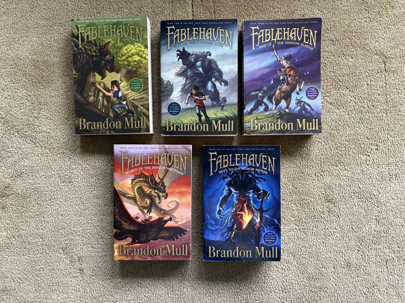 Fablehaven Complete Series 1-5, by Brandon Mull (2011 paperbacks)