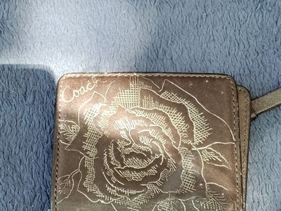 Coach Embossed Rose Floral Mini Wallet, Black, Small Compact Design