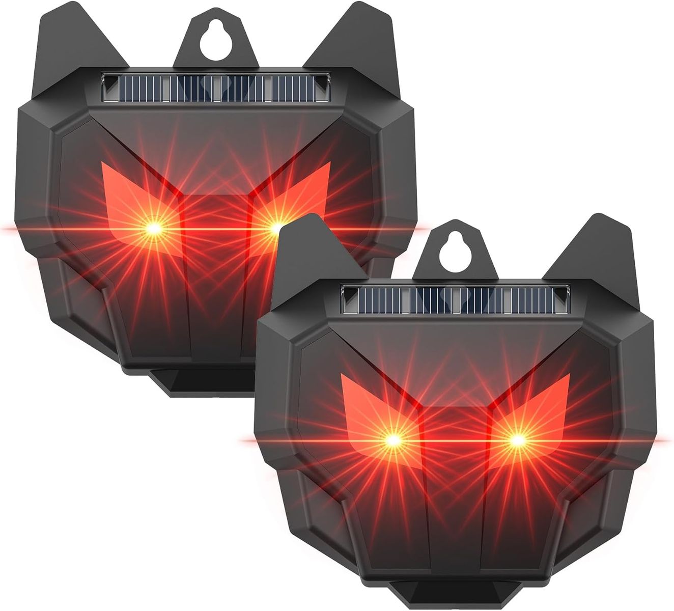 NEW 2 Pack Solar Nocturnal Animal Repeller with Dual Red LED Lights, Humane Coyote Deterrent Waterproof Predator Lights