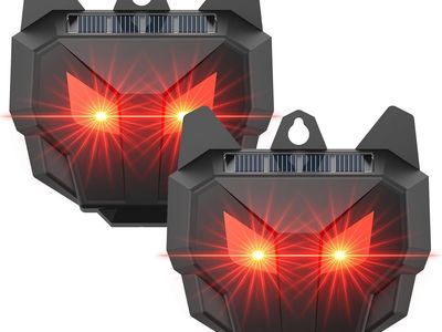 NEW 2 Pack Solar Nocturnal Animal Repeller with Dual Red LED Lights, Humane Coyote Deterrent Waterproof Predator Lights