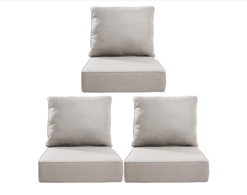 NEW 24 in. x 24 in. x 6" 6-Piece Deep Seating Water and Fade Resistant Outdoor Lounge Chair Replacement Cushion Set in Beige