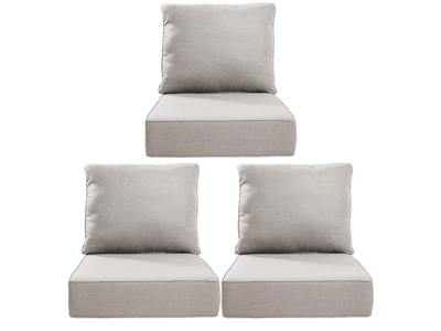 NEW 24 in. x 24 in. x 6" 6-Piece Deep Seating Water and Fade Resistant Outdoor Lounge Chair Replacement Cushion Set in Beige