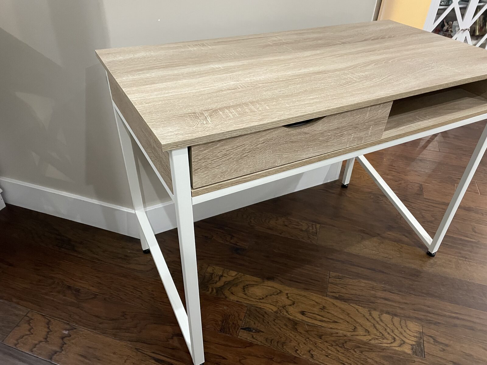 New in box 43" Studio Office Desk with Single Drawer Storage, White, entry table, accent table,