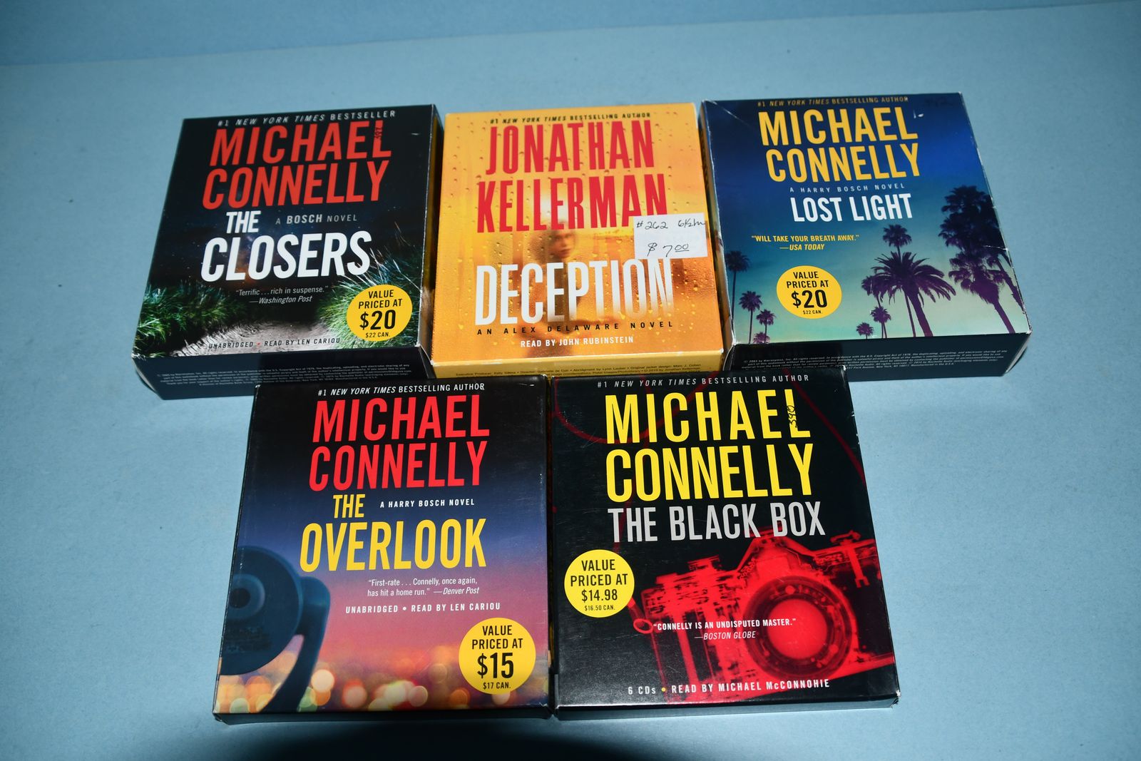 5 AUDIOBOOKS on CD's ~ UNABRIDGED ~ MICHAEL CONNELLY ~ JONATHAN KELLERMAN ~ SUSPENSE, THRILLERS, MYSTERY