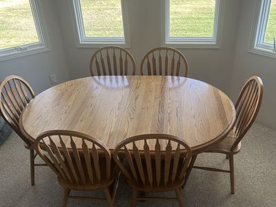 Oak Dining Table with 6 Chairs - Oval Extendable Table, Solid Wood