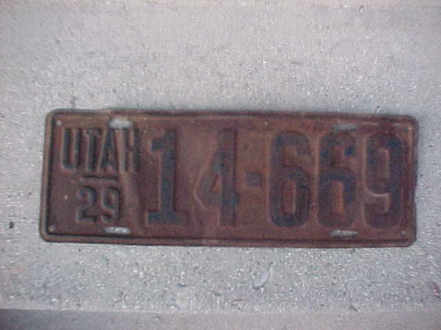 1929 utah single license plate