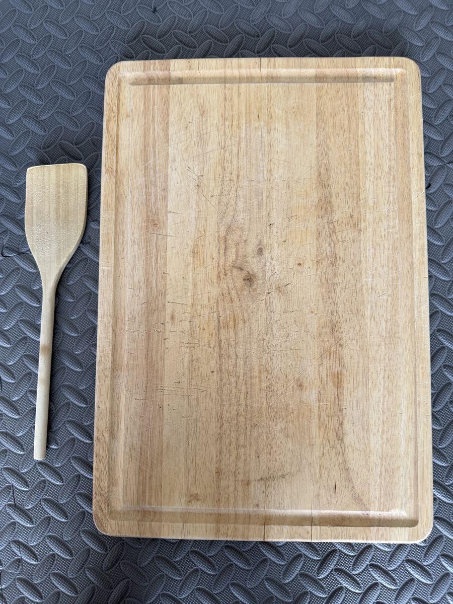 Large Solid Wood Cutting Board + Wooden Spatula