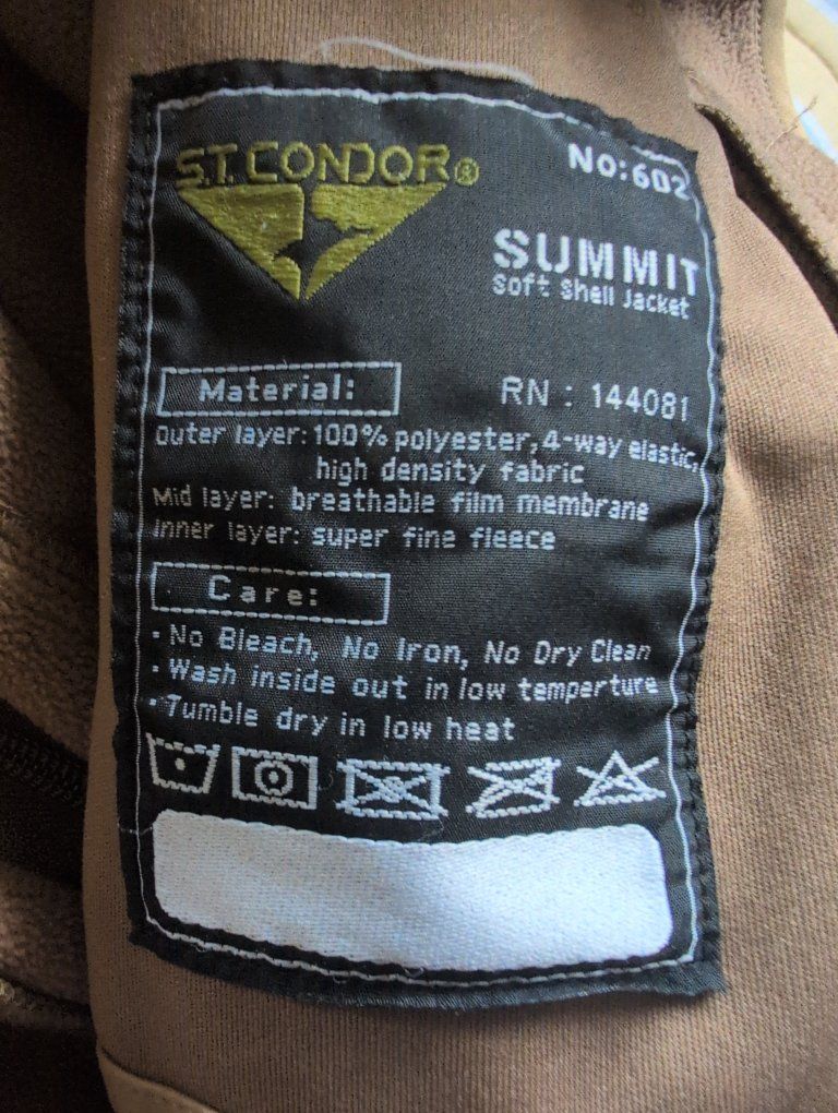 Condor tan uniform tactical coat jacket zippered 