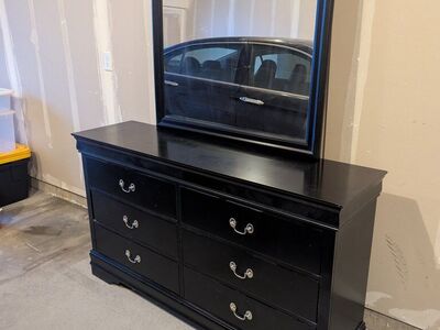 Mayville Black Dresser with Mounted Mirror