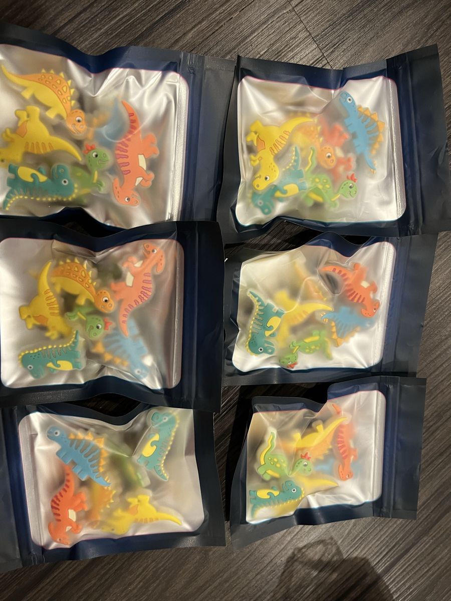 Dinosaur Themed Silicone Croc Charms -  Lights Up Each Step (6 Packs includes 36 charms)