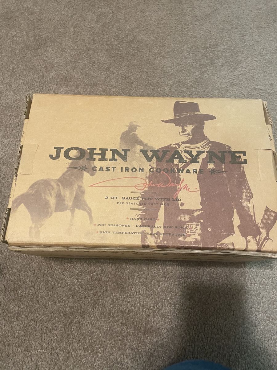 John Wayne 2 Qt. Pre-Seasoned Cast Iron Sauce Pot with Lid - Hand Cast Cookware