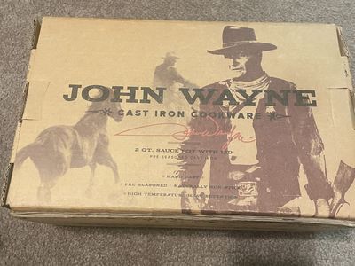 John Wayne 2 Qt. Pre-Seasoned Cast Iron Sauce Pot with Lid - Hand Cast Cookware