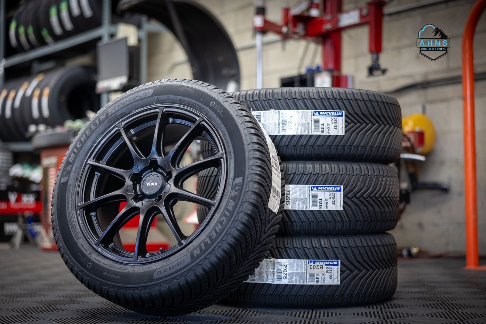 18" Voxx | 235 55 18 Michelin Cross Climate 2| Tesla Model Y | Wheel Package | All Season Tires | 235/55r18 | Honda | Toyota