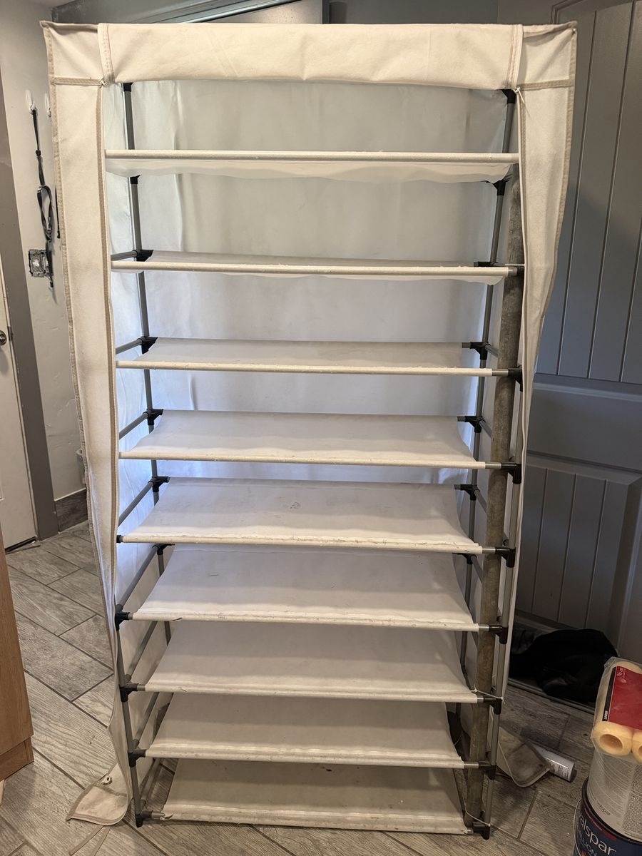 Portable Fabric Wardrobe Closet with Multiple Shelves and Zip Cover