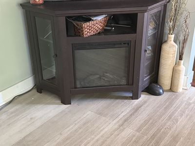 Corner tv stand fireplace