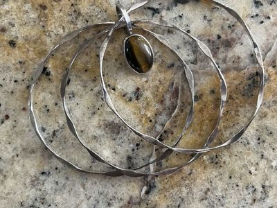 Three Sterling Silver Bracelets with a Tiger's Eye Stone - Vintage- Excellent Condition