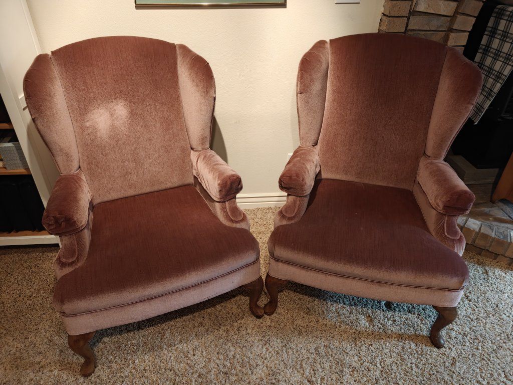 Velvet Wing back Chairs