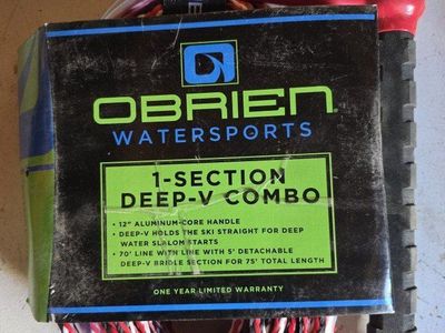 Water Ski Rope with 12" Aluminum-Core Handle & 75' Total Length, O'Brien 1-Section Deep-V Combo