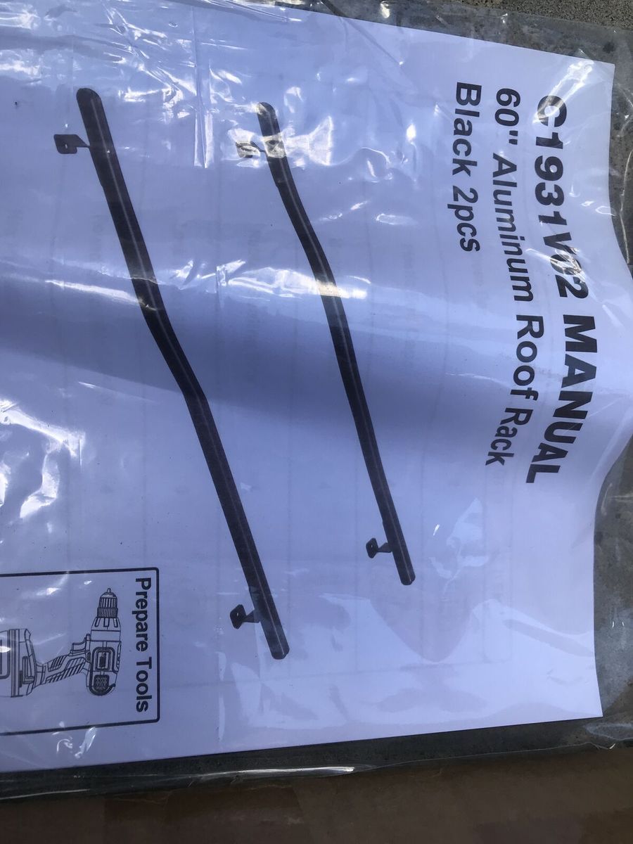 60 inch rooftop crossbars with mounting brackets and rubber gaskets