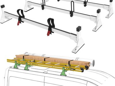 2015-on Ford Transit 150 250 350- 54" Van Ladder Rack, White, 3 Bars, 800lbs
