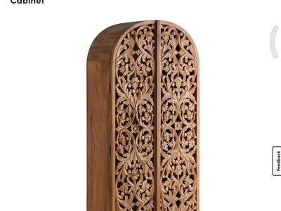 CRAFT Avni Arched Carved Floral Storage Cabinet
