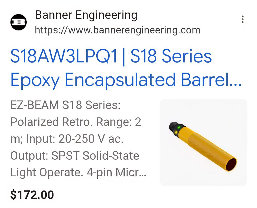 New in box, S18 series sensor (AC Voltage) S18AW3LPQ1