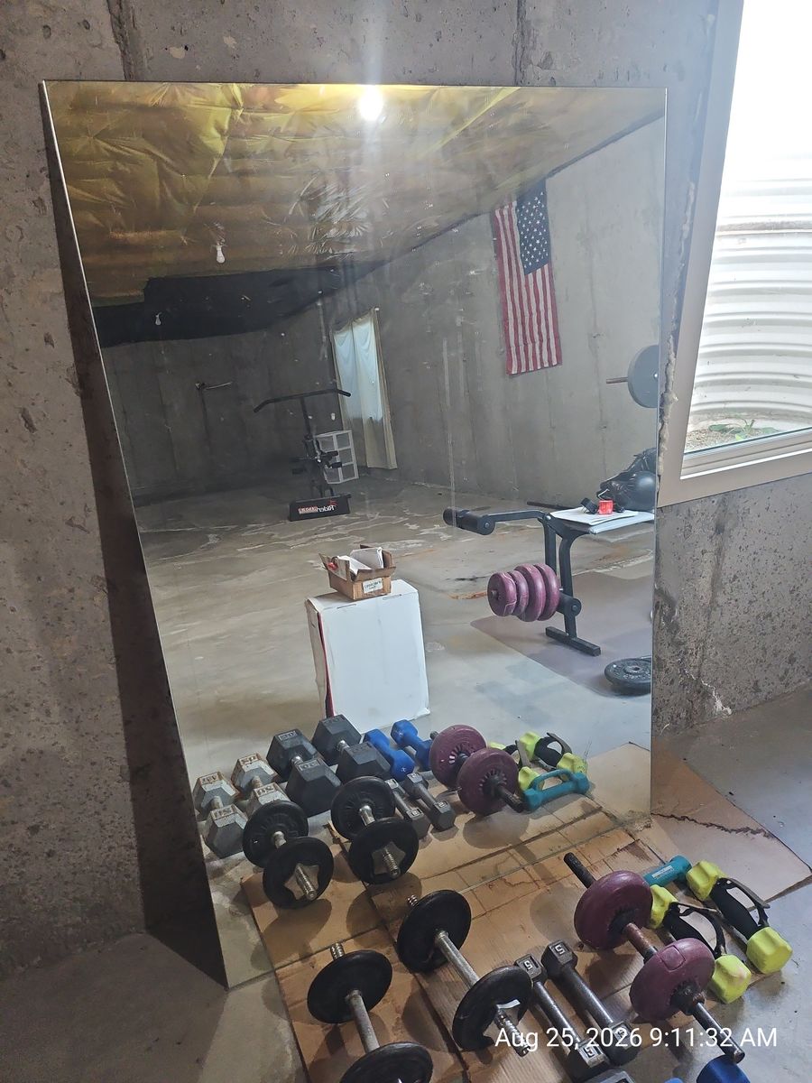 Large Frameless Wall Mirror for Home Gym or Decor