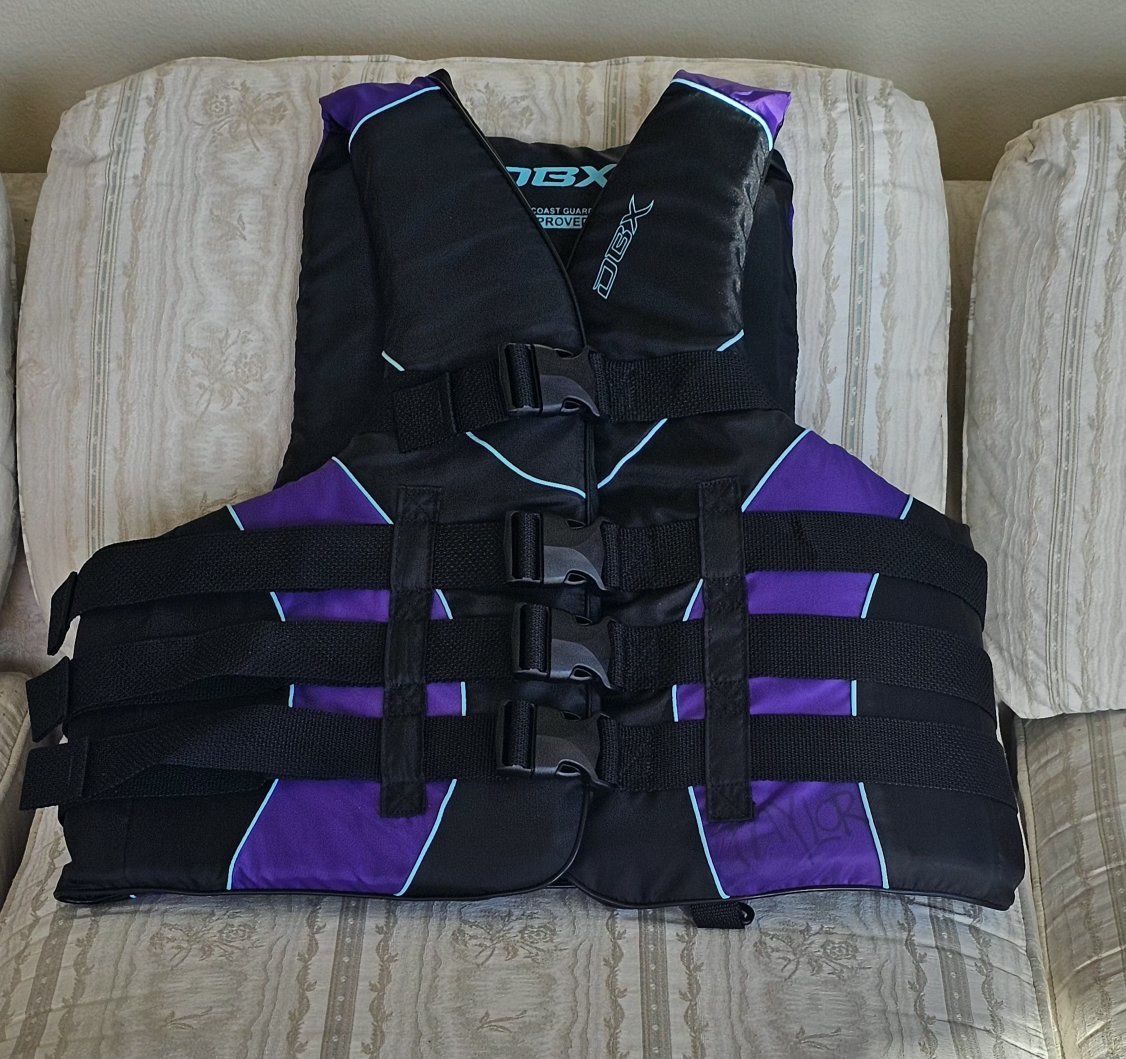 DBX Adult Large/X-Large Type III PFD USCG Approved Ski/Wake Boarding Life Vest Purple/Black