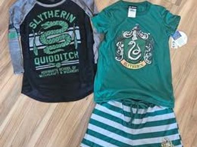 Girls Harry Potter Slytherin PJ Shorts and Shirts