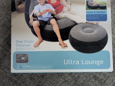 Intex Ultra Lounge Inflatable Chair & Ottoman Set - Home & Outdoor, Built-in Cupholder, 220lb Capacity