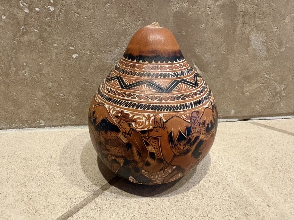 Large Handcarved Gourd From Peru