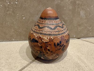 Large Handcarved Gourd From Peru