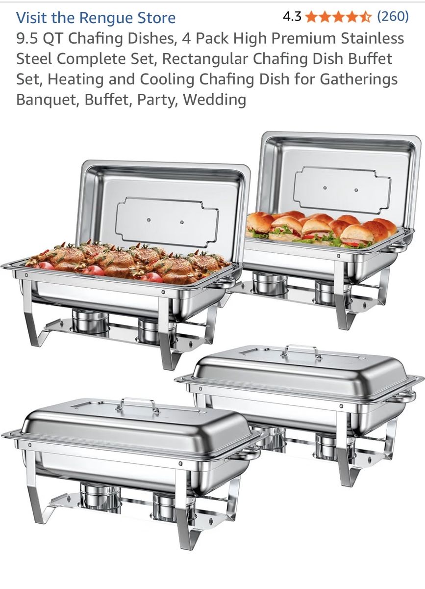 4 large chaffing dishes