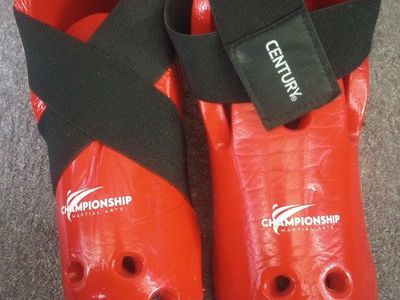 Century Championship Martial Arts Sparring Boots, Red, Size S/M (5/6) - Foot Protectors