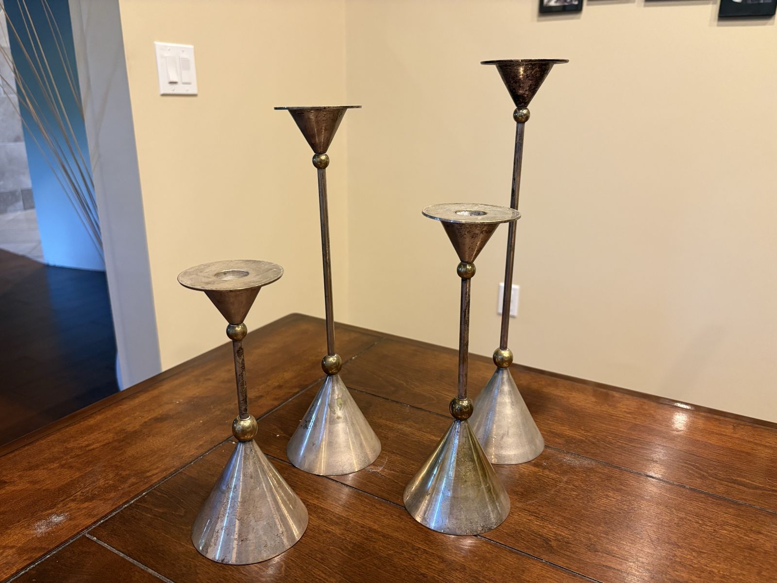 Set of 4 1980s Silvestri Memphis Style Candleholders