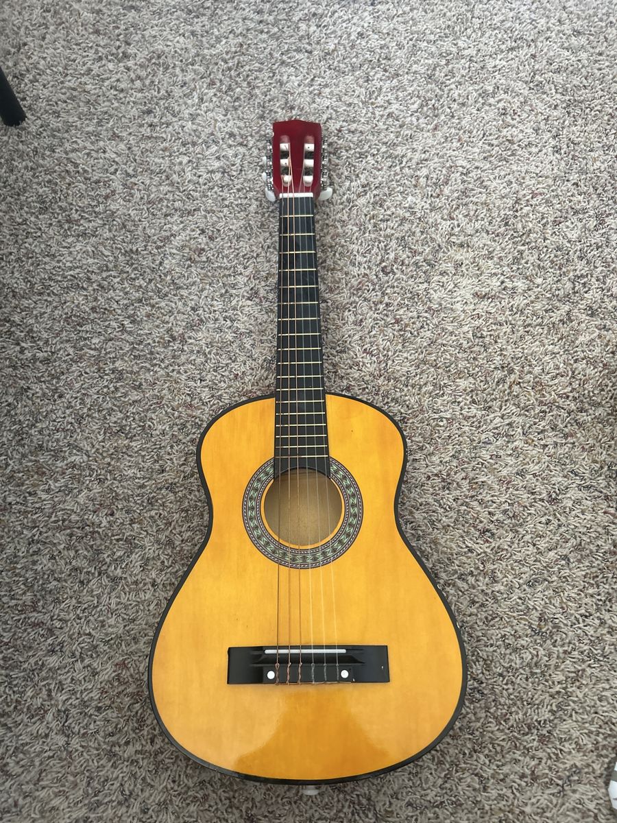 Small Beginner Acoustic Guitar - Natural Top, Red Back - Student/Kids Practice Instrument