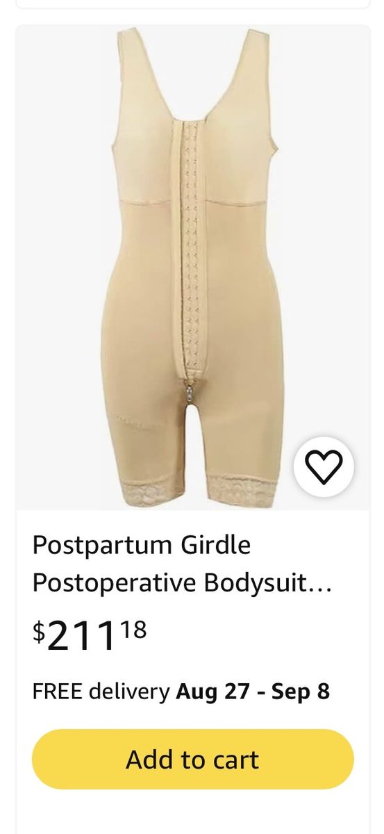 Women's Postpartum Postoperative Compression Shapewear Bodysuit - Beige, Small