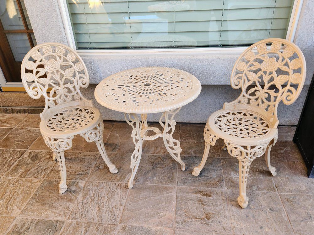 Tan 3-Piece Anti-Rust Cast Aluminum Outdoor Bistro