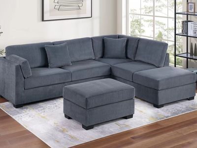 NEW Reversable SECTIONAL with OTTOMAN and PILLOWS - NEW IN BOX