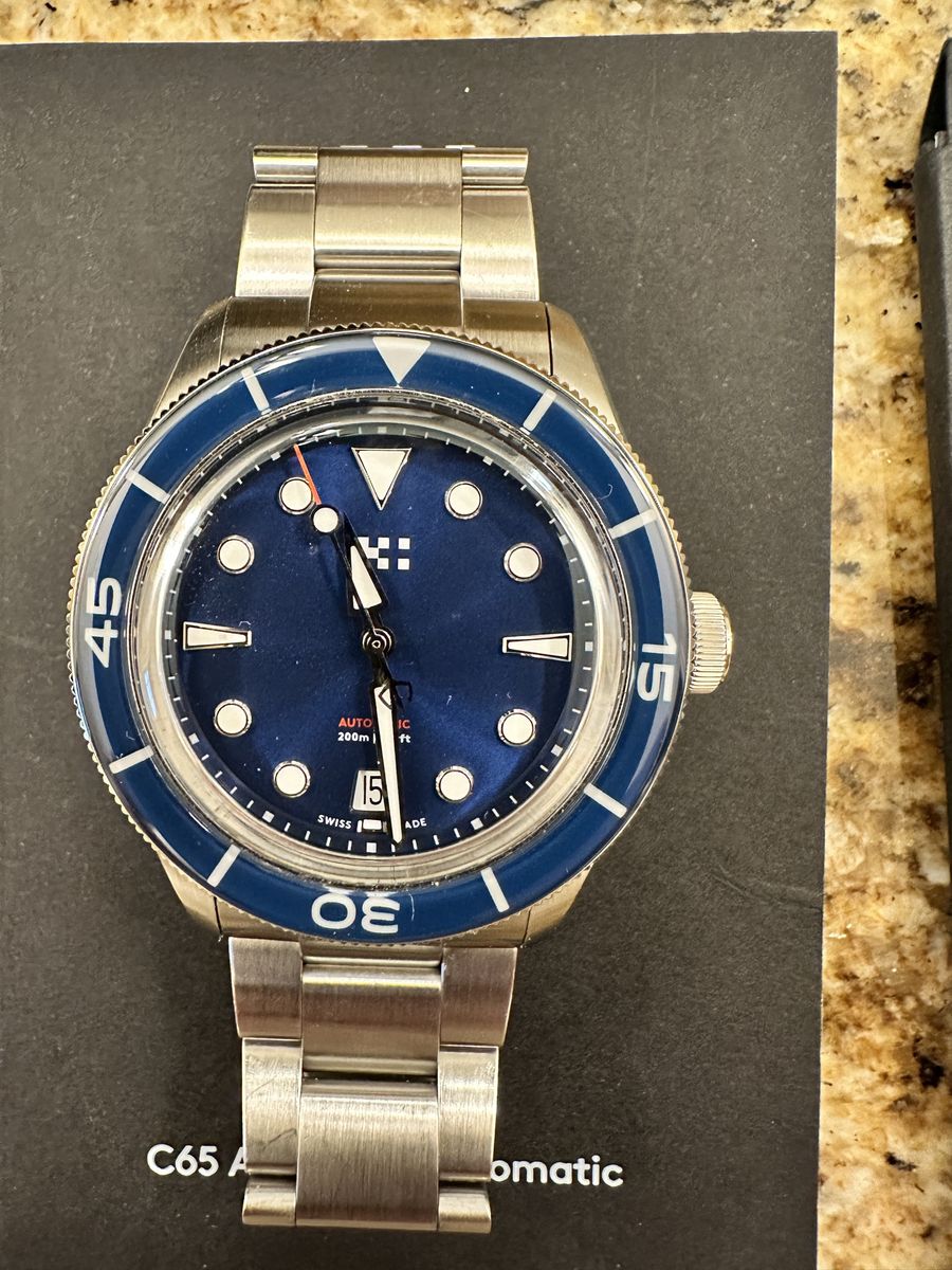 Christopher Ward C65 Aquitaine Automatic Blue Dial Watch with Extra Straps