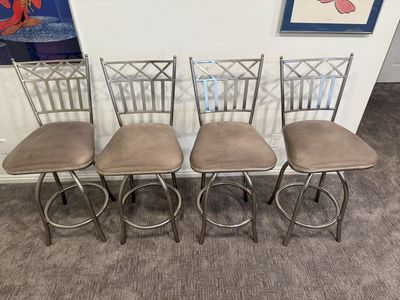 Set of 4 Swivel Bar Stools - Metal Frame with microfiber Cushion Seats