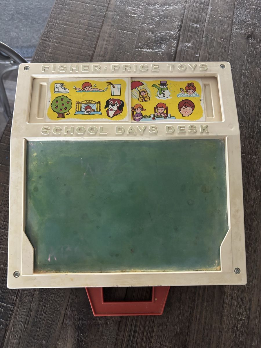 Vintage Fisher-Price Toys School Days Desk #176 Chalkboard Magnetic Letters Set