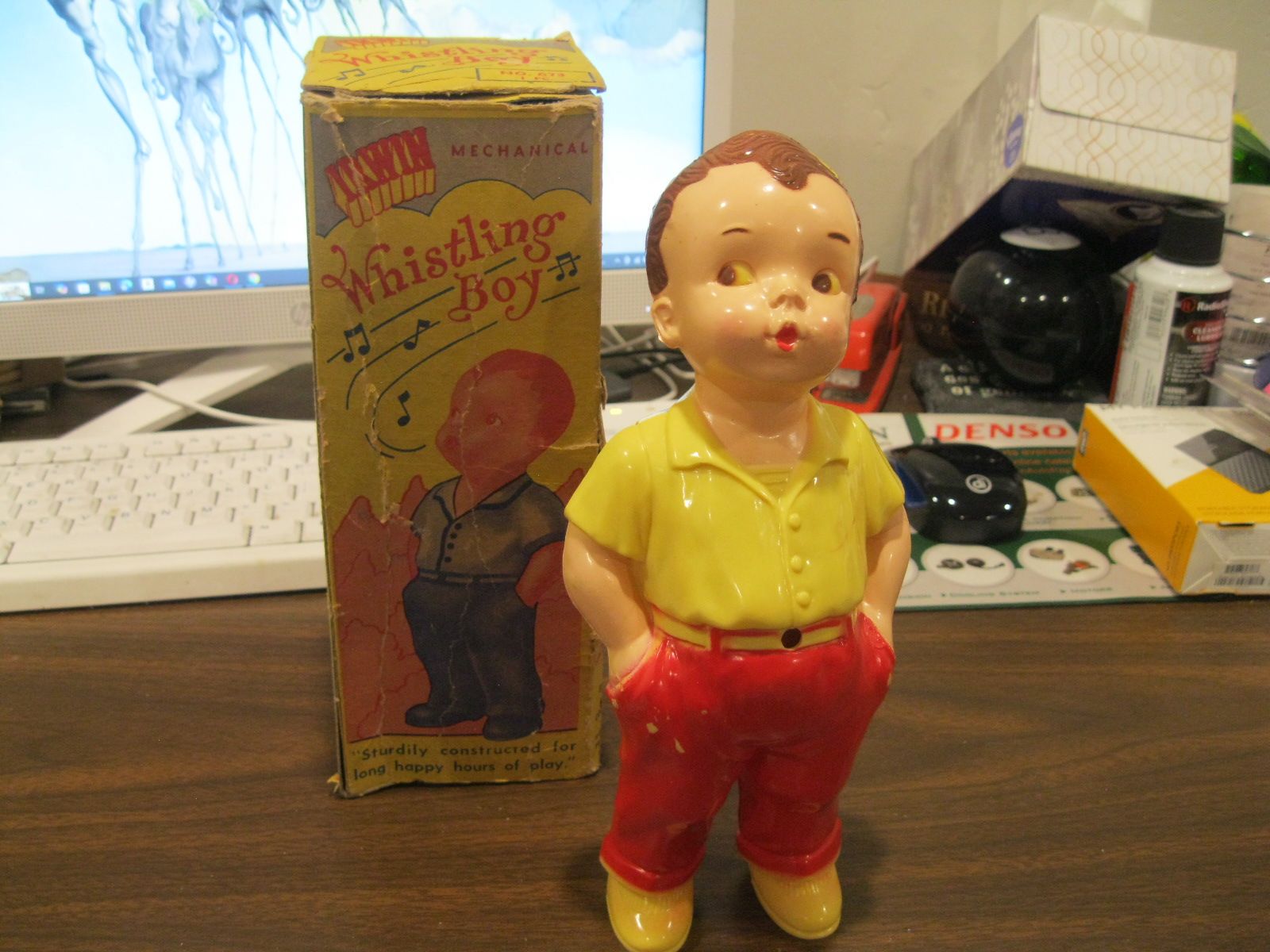 Vintage Mechanical Whistling Boy Toy