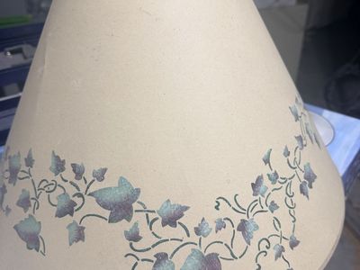 Vintage Beige Lamp Shade with Green and Purple Ivy Vine Pattern