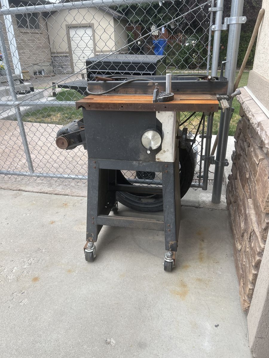 Vintage Craftsman Table Saw with Rolling Stand - Industrial Power Tool