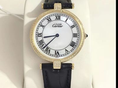 Cartier Must de Cartier Vermeil 18K Gold Plated Quartz Watch with Diamond Bezel