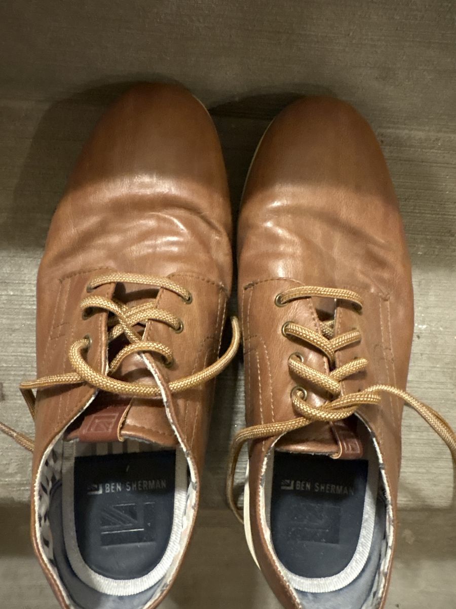 Ben Sherman Men's Brown PU Leather Oxford Sneakers Size 9 US