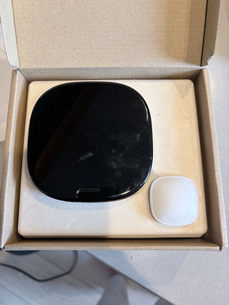 Ecobee Smart Thermostat with Voice Control & Room Sensors (2-Pack) Black/White