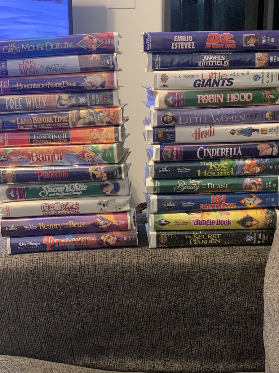 VHS Tapes: Pearl Harbor, Singin' in the Rain (Deluxe), The River, Sleeping Beauty, My Fair Lady, and many others