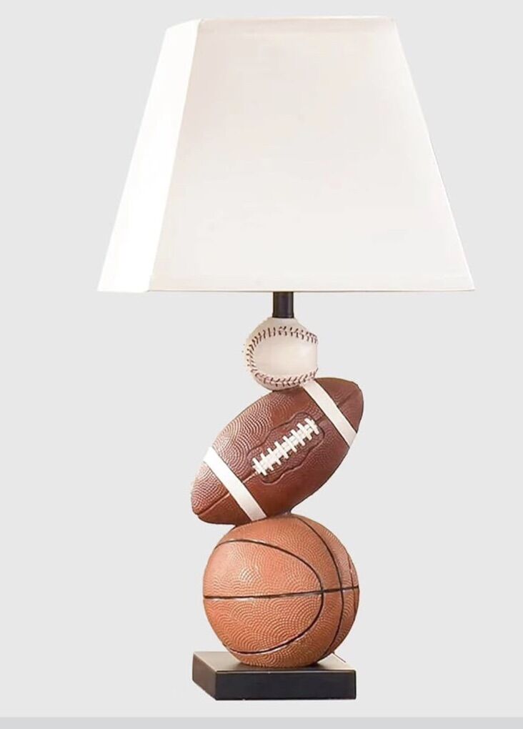 14” Football, Basketball & Baseball Lamp And Shade